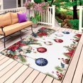 thumbnail image 1 of Blue Red Christmas Balls Outdoor Rug for Patio/Deck/Porch, Non-Slip Large Area Rug 6 x 9 Ft, Xmas Botanical Poinsettia Indoor Outdoor Rugs Washable Area Rugs, Reversible Camping Rug Carpet Runner, 1 of 8