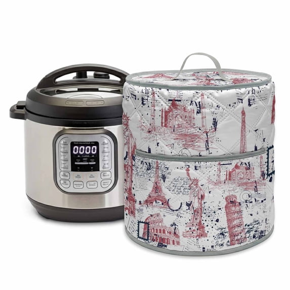 Blue Red City Rice Cooker Cover 6 Quart Modern Red Blue Architecture ...
