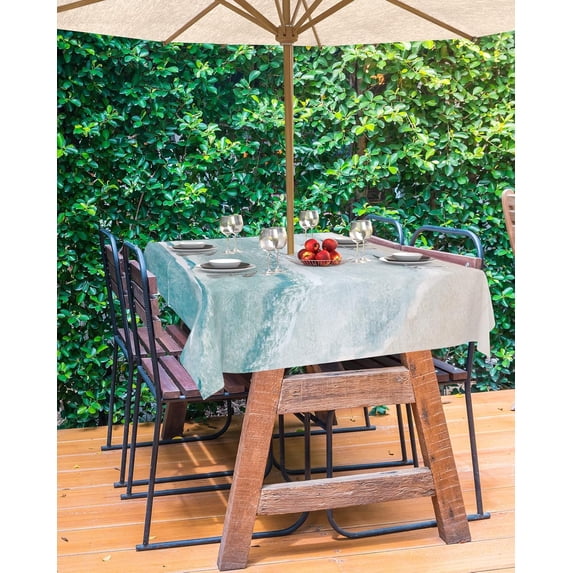 Blue Red Coastal Outdoor Tablecloth - 60x102 Inch Rectangle Waterproof Dining Table Cover, Nautical Summer Beach Coral Sea Turtle Outdoor Table Cloth with Umbrella Hole & Zipper for Patio