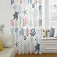 thumbnail image 1 of Blue Red Coastal Semi Sheer Curtains Drapes for Living Room,Bedroom,French Doors Window 96 Inches Long,Nautical Summer Beach Coral Sea Turtle Rod Pocket Chiffon Curtain Drapery Voile Draperies Panel, 1 of 6