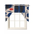 thumbnail image 1 of Blue Red Color Block Swag Valances for Windows, Small Curtains Drapes, Modern Abstract Geometric Kitchen Window Curtains Over Sink Rod Pocket Window Treatment Valance for Bedroom/Bathroom 56"x36", 1 of 5