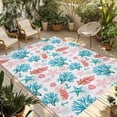 thumbnail image 1 of Blue Red Coral Outdoor Rug for Patio/Deck/Porch, Non-Slip Large Area Rug 4 x 6 Ft, Coastal Nautical Summer Beach Indoor Outdoor Rugs Washable Area Rugs, Reversible Camping Rug Carpet Runner, 1 of 8