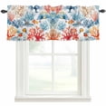 thumbnail image 1 of Blue Red Coral Window Valance Curtain Fish Shell Starfish Rod Pocket Short Curtain for Living Room, Bedroom & Kitchen Window Decor 54x18in, 1 of 8