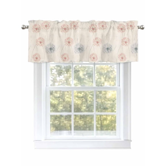 Blue Red Dandelion Curtain Valances for Windows, Rustic Watercolor Floral Botanical Kitchen Valance Window Treatment, Light Filtering Block Curtains for Bathroom/Bedroom/Living Room 54'' x 18''