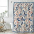thumbnail image 1 of Blue Red Ethnic Waterproof Fabric Shower Curtain,Vintage Modern Geometric Abstract Art Waterproof Fabric Shower Curtain for Bathroom Curtains Bathtubs Hotel Shower Curtains with 12 Hooks Long 72x78in, 1 of 8