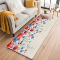 thumbnail image 1 of Blue Red Flowers 2'x6' Runner Rug, Elegant Spring Floral Butterfly Rustic Washable Non-Slip Area Rugs for Hallway Kitchen Floor Bedroom Entryway, StainResistant Laundry Carpet Decoration Indoor Mat, 1 of 9