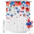 Curated visual reference: Gallery Detail: Blue Red Flowers Shower Curtain Set With Hooks Independence Day