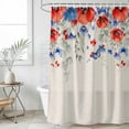 thumbnail image 1 of Blue Red Flowers Small Stall Shower Curtain, Waterproof Shower Curtains for Bathroom, Elegant Spring Floral Butterfly Rustic Washable Fabric Bath Curtain for Bathtub with Hooks 36x72 Inches, 1 of 9