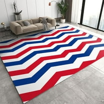 Blue and Red Geometric Stripes Area Rug, Abstract Distorted Water Ripple Art Indoor Rugs, Anti-Slip Backing Washable Indoor Carpet for Living Room Bedroom Dining Room 2' x 3'