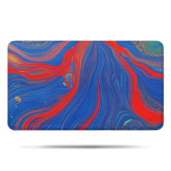 Blue Red Gold Marble Pattern Bathroom Rugs Mat,Non Slip Microfiber Bathroom Rug,Rubber Backing,Soft Bathroom Mats for Bathroom Floor,Tub and Shower,17x30in(43x75cm)
