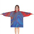 thumbnail image 1 of Blue Red Gold Marble Pattern Blanket Hoodies for Kids 6-13YR Oversize Wearable Blanket Hoodies for Boys Girls Teens, 1 of 7