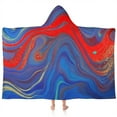 thumbnail image 1 of Blue Red Gold Marble Pattern Hooded Bath Towel，60"x35" for Ages 3 To 12 Kids, Quick Dry Lightweight Soft Microfiber Hood Beach Towel Cover Up for Kids, 1 of 7