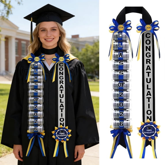Blue And Red Graduation Money Lei Class Of 2027 Ribbon Money Lei Graduation Cash Gift For Congrats Graduates Grad Leis With Cash Holder For Senior High School Party Supplies (Classic) 48.0X2.0"