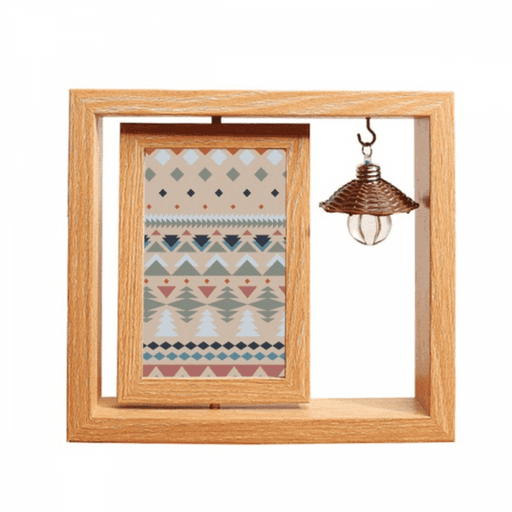 Blue Red Gray Rhombus Triangle Wooden Rotating Picture Photo Frame 4x6