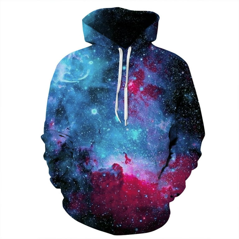 Blue Red Nebula Print Couple Autumn Winter Hoodie