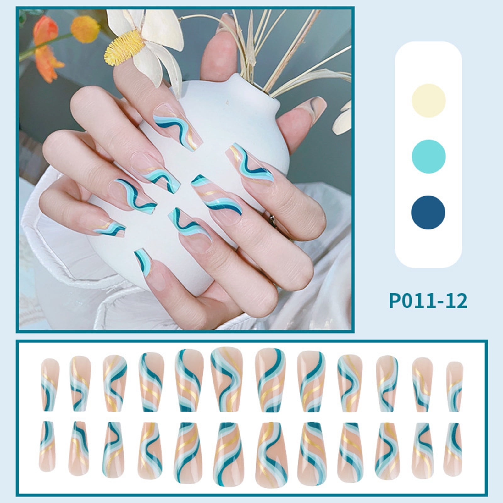 Blue Red On Nails Straight Nail Tips No Curve Long Long Nails Full