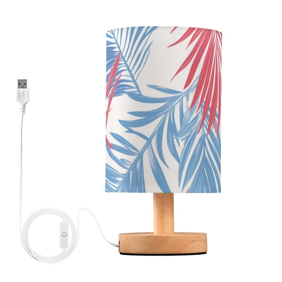 Blue Red Palm Tree Leaves Table Lamp with USB Port LED Warm Light Lamp Night Light Home Decor