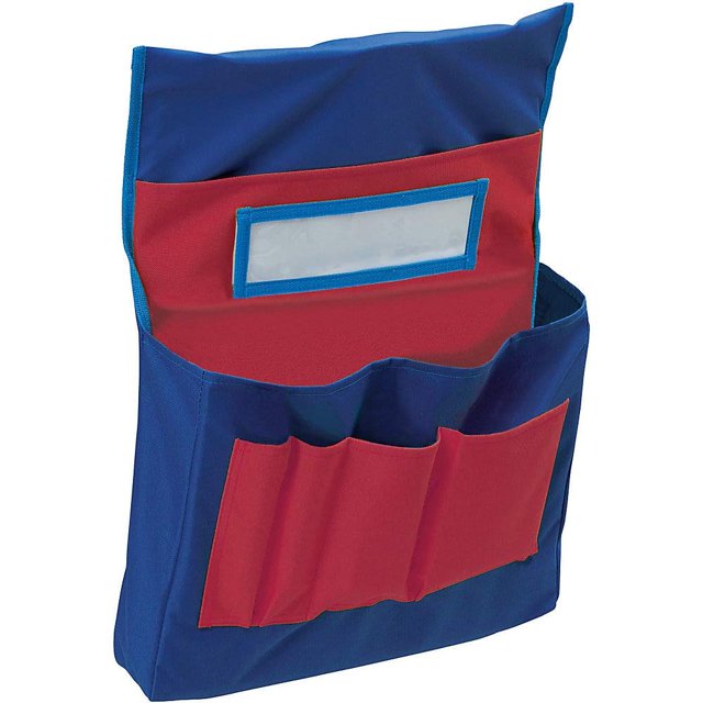 Blue & Red Pocket Chart for Chair Storage. 181/2'H x 14.5W x 2.1/2'D