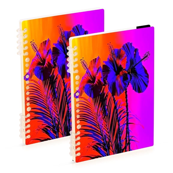 Blue Red Poppies Art 2-Piece A5 PP Notebooks, Adjustable Rings, 80g Paper, Diary Set