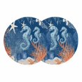 thumbnail image 1 of Blue Red Seahorse Coastal Round 13 Inch Placemats Set of 2, Navy Blue Beach Coral Nautical HeatResistant Non Slip Place Mats for Dining Table, Wipeable Braided Kitchen Table Mats for Housewarming, 1 of 9