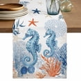 thumbnail image 1 of Blue Red Seahorse Coastal Table Runner 72 Inches, Summer Beach Coral Nautical Bed Runner Dresser Scarves Tabletop for Indoor Outdoor Parties/Ceremony/Banquet, 18" x 72", 1 of 9