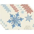 thumbnail image 1 of Blue Red Snowflakes Christmas Winter Xmas Cloth Placemats Set of 4 Table Mats Table Decorations 12x18 Inch, 1 of 6