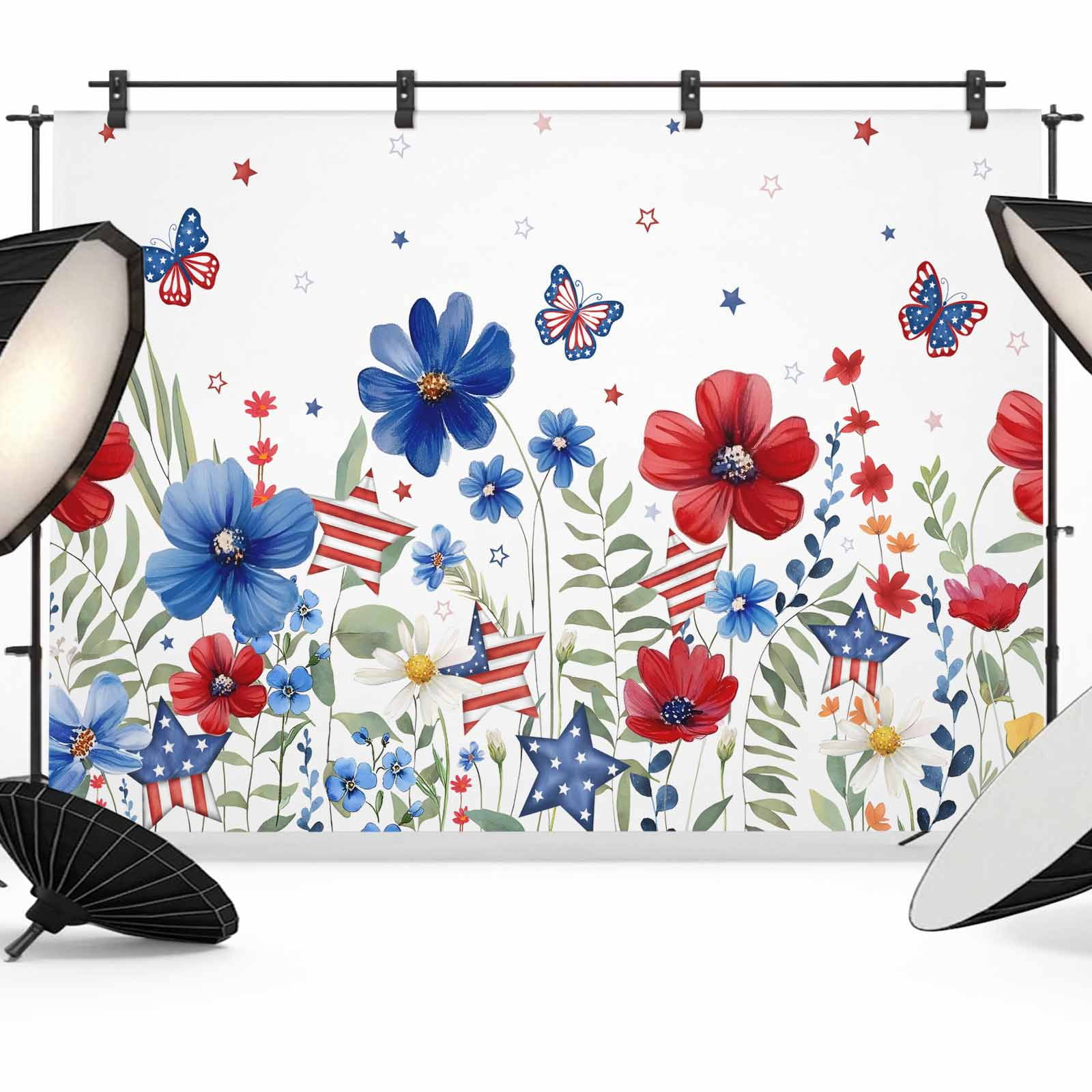 Blue Red Spring Blue Red Spring Floral Backdrop for Photoshoot,Photography Photo Studio ...