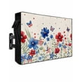 thumbnail image 1 of Blue Red Spring Floral Outdoor TV Cover 52 to 55 Inch Weatherproof, Watercolor Botanical Flowers Rustic 600D Oxford TV Covers with Waterproof Zipper, Outside Flat TV Screen Protector 52"Wx19"Hx4.5"D, 1 of 7