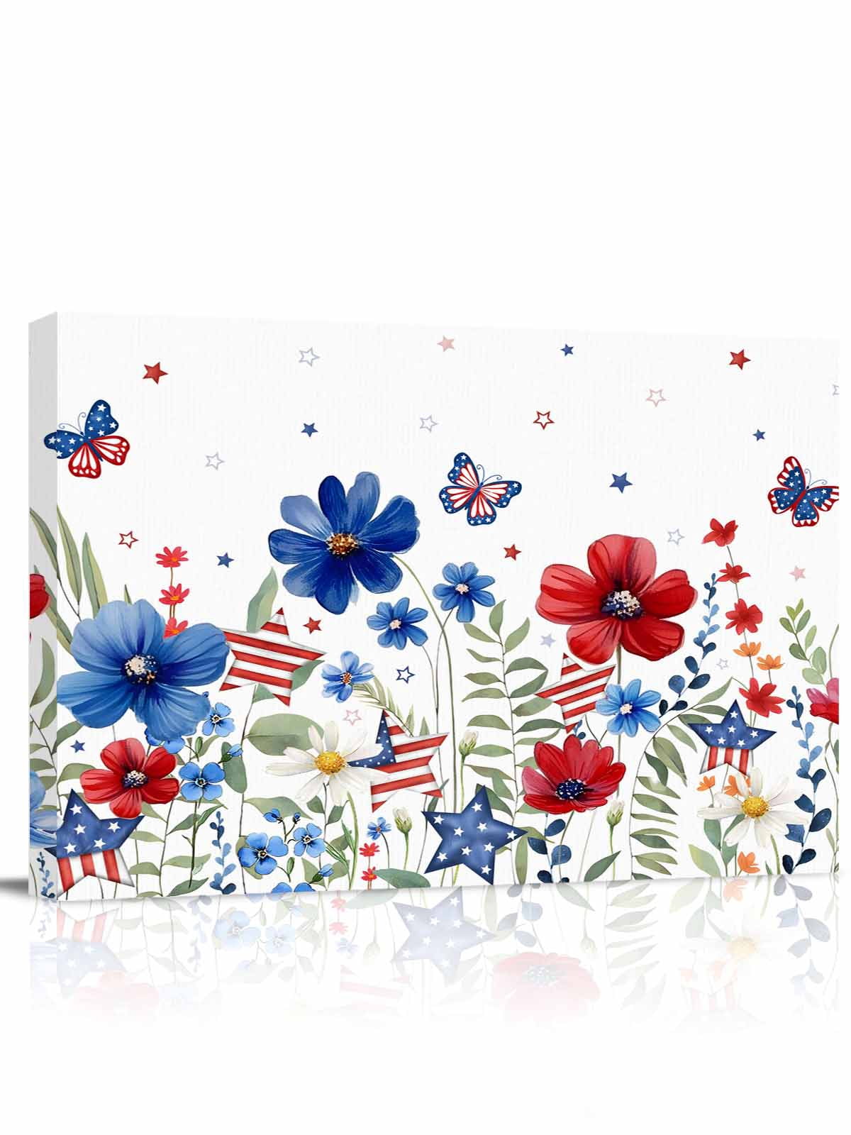 Blue Red Spring Blue Red Spring Floral Wall Art for Living Room,Canvas Picture Wall ...
