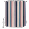 thumbnail image 1 of Blue Red Striped Shower Curtain, Waterproof Shower Curtains for Bathroom, Modern Stripes Art Farmhouse Washable Fabric Bathtub Curtain Set Bath Decor with 12 Hooks 48"x72", 1 of 8