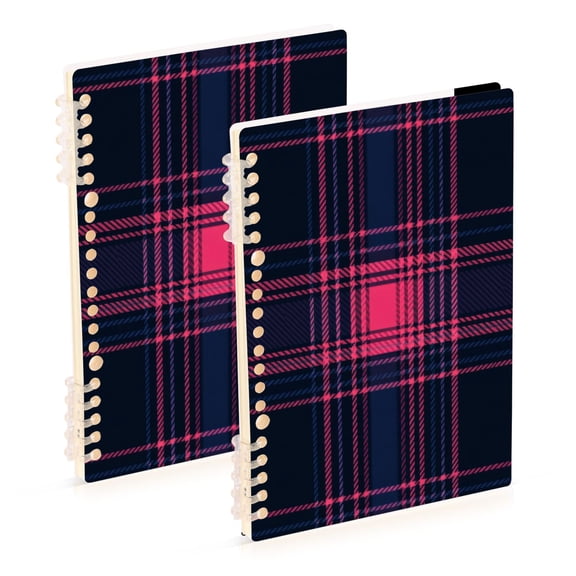 Blue Red Tartan Plaids Notebook Detachable Coil Notebook Diary Plan Book A5 Size 60 Pages 1 Pack