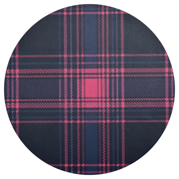 Blue Red Tartan Plaids PVC Round Grid Placemat Table Mat 1 Pc 15.4" x 15.4"