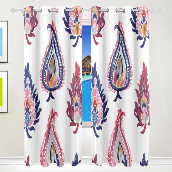 Blue Red Totems Black Out Curtains 84 Inch Length for Bedroom Living Room Windows 2 Panels Set