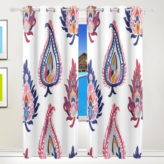 Blue Red Totems Curtains Black Out 72 Inch Length Curtains for Sliding Glass Doors Bedroom Living Room 2 Pack
