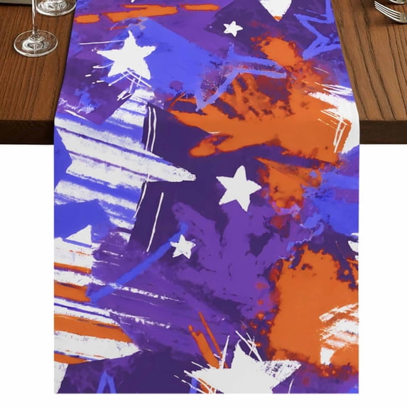 Blue Red USA Flag Burlap Cotton Table Runner 13x90 Inches Long ...