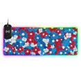 thumbnail image 1 of Blue Red White Flowers Wireless Charging RGB Gaming Mouse Pad Large Keyboard Mat Rubber Base 13 Light Modes, 1 of 6
