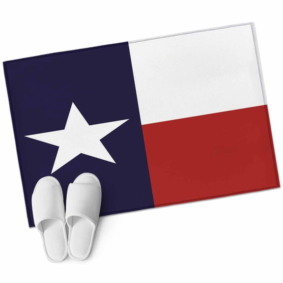 Blue Red White Texas Flag with Star, Bathroom Mat 2x3 FT, Non Slip Small Kitchen Mat, Minimalistic Geometric Stripe Washable Soft Backed Front Door Throw Rug Indoor Outdoor Doormat for Entryway Sink