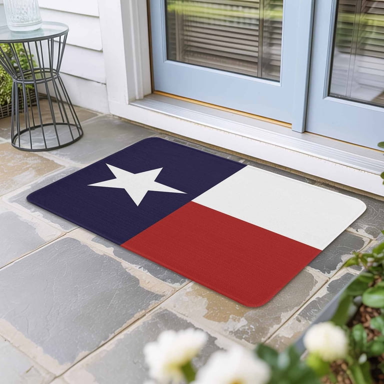 Blue Red White Texas Flag with Star Door Mat Indoor Outdoor
