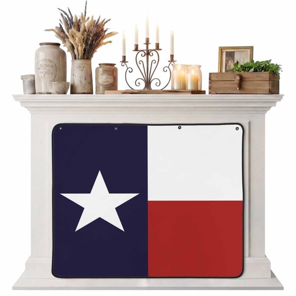 Blue Red White Texas Flag with Star Magnetic Fireplace Cover,Fireplace Draft Blocker,Minimalistic Geometric Stripe Fireplaces Blanket for Heat Loss/Cold Air,Fireplaces Draft Stopper Cover 51"x39"