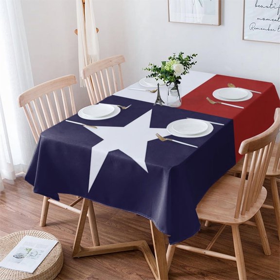 Blue Red White Texas Flag with Star, Tablecloth Rectangle Table Cloth 60x102 , Waterproof Tablecloth Outdoor Table Cloth, Minimalistic Geometric Stripe Washable Table Cover for Kitchen Dining Party