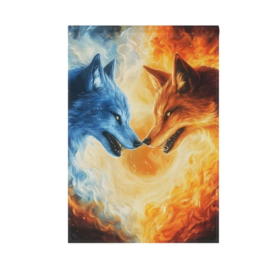 Blue Red Wolf Garden Flag Double Sided 12 x 18/28 x 40 Inch Yard Flag Home Outdoor Yard Patio Lawn Decor