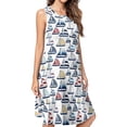 thumbnail image 1 of Blue, Red, Yellow Sailboat Pattern Spring Summer Dresses for Women Fashion T-shirt Dress Casual Sleeveless Loose Sundress with Pockets, 1 of 5