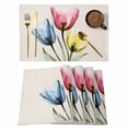thumbnail image 1 of Colorful Tulips Placemats Set of 6, Country Flowers Non-Slip Place Mats Washable Table Mats for Kitchen Dining Table Decorations Indoor/Outdoor, 1 of 9
