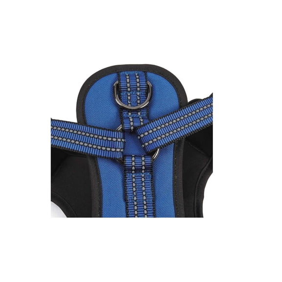 Blue Reflective Nylon Dog Harness Adjustable Padded High Visibility 4 Sizes (12 to 20 Inch)