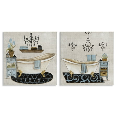 Stupell Industries Blue Relaxation Bathroom 2 Piece Canvas Wall Art Set, design by Janet Tava, 24 x 24