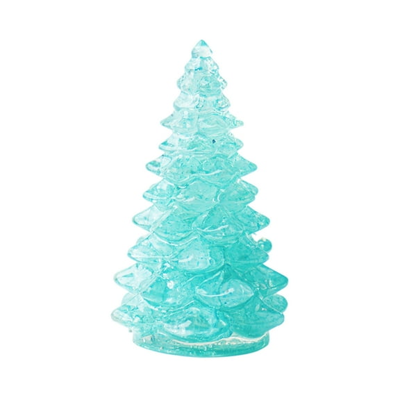 Blue Resin Crystal Christmas Tree Ornament Home Christmas Decoration Desktop Gift Holiday Ornament Multicolor Crystal Chips 2.32X1.34 Inches