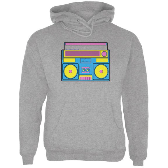 Blue Retro Boombox Stereo Mens Hoodie Storm Grey 2XL