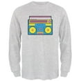 thumbnail image 1 of Blue Retro Boombox Stereo Mens Long Sleeve T Shirt Light Heather Grey MD, 1 of 1