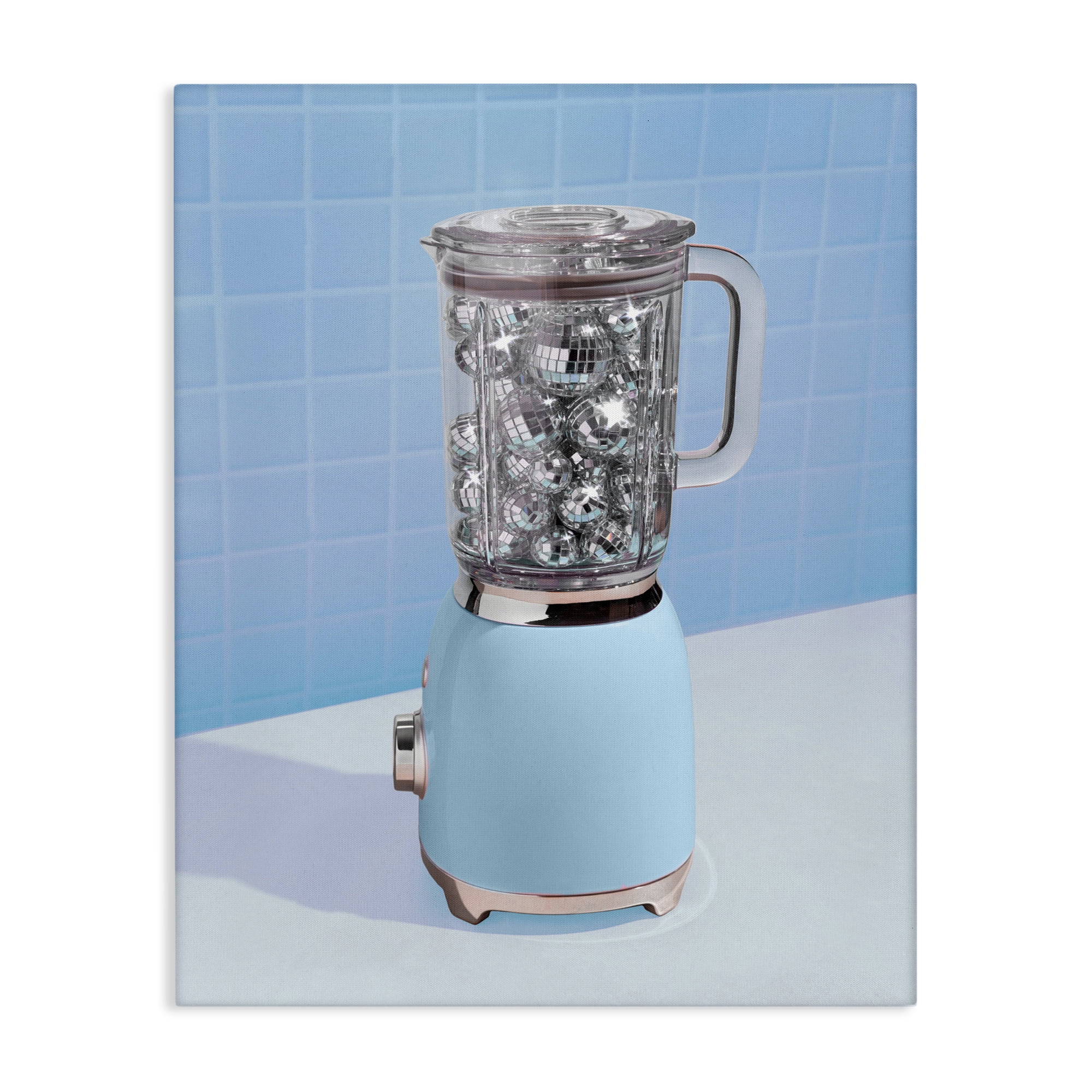 Blue Retro Disco Blender Canvas Wall Art, design by LISH Creative