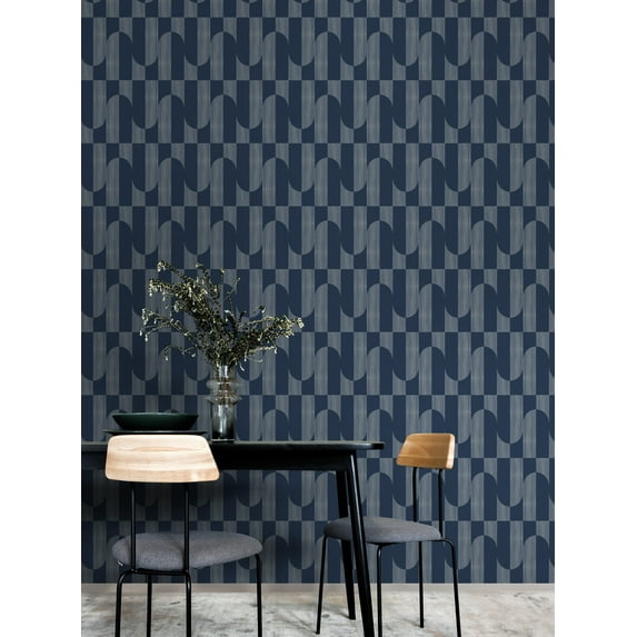 Blue Retro Funky Geometric Wallpaper R8379